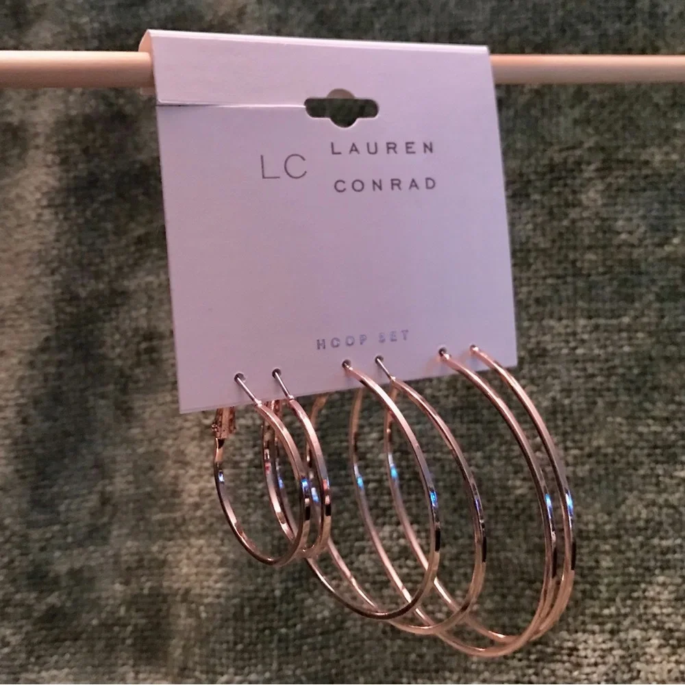 Lauren Conrad - Multi Sized, Rose Gold-toned, Hoop Earring Set - NWT - Picture 2 of 3